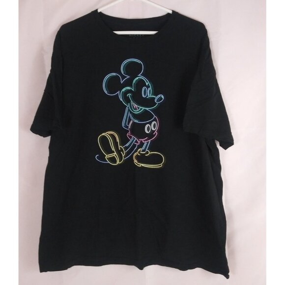 Disney Mickey Mouse Neon Silhouette Mickey Mouse Women's T-Shirt Plus Size 2X - Picture 1 of 6